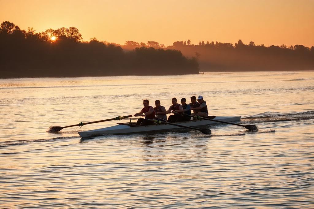 TCRA masters crew rowing a quad on the Columbia River